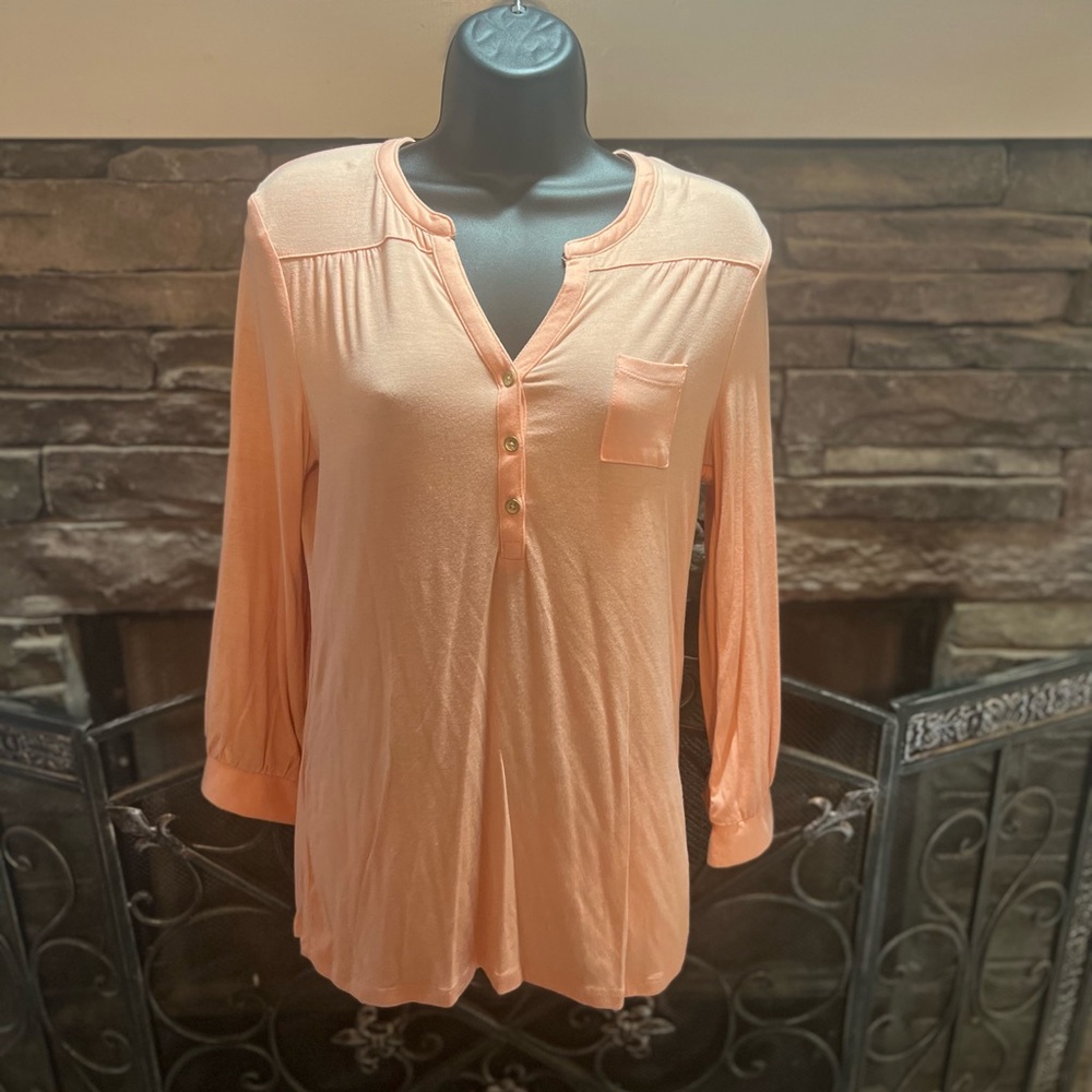 Light coral/orange blouse with button up sleeves small